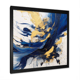 Dark Blue and Gold Strokes V - Abstract Canvas Wall Art