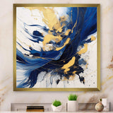 Dark Blue and Gold Strokes V - Abstract Canvas Wall Art