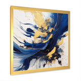 Dark Blue and Gold Strokes V - Abstract Canvas Wall Art