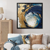 Dark Blue and Gold Strokes VI - Abstract Canvas Wall Art