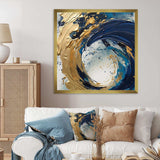 Dark Blue and Gold Strokes VI - Abstract Canvas Wall Art