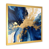 Dark Blue and Gold Strokes VIII - Abstract Canvas Wall Art