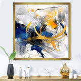 Dark Blue and Gold Strokes XIV - Abstract Canvas Wall Art