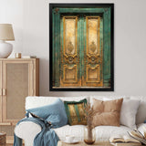 Old Wooden Door With Carvings in Paris, France VI - Farm Canvas Wall Art