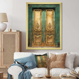 Old Wooden Door With Carvings in Paris, France VI - Farm Canvas Wall Art