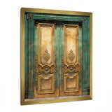 Old Wooden Door With Carvings in Paris, France VI - Farm Canvas Wall Art