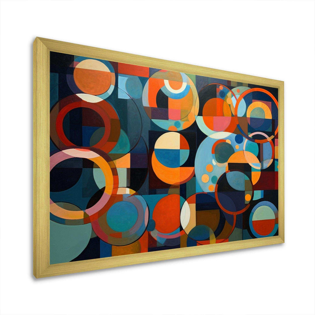 Orange Blue Geometry Unleashed I - Abstract Canvas Wall Art