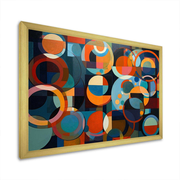 Orange Blue Geometry Unleashed I - Abstract Canvas Wall Art