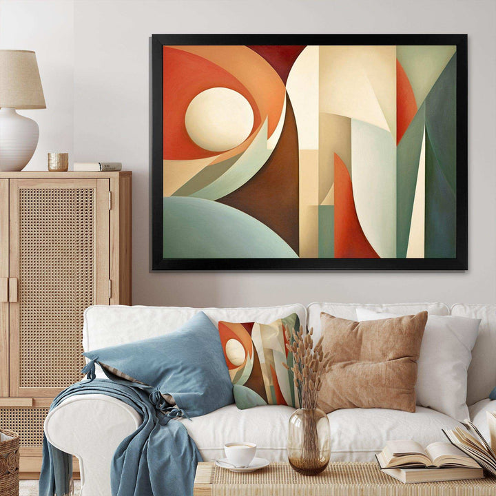 Orange Green Symmetrical Visions - Abstract Canvas Wall Art