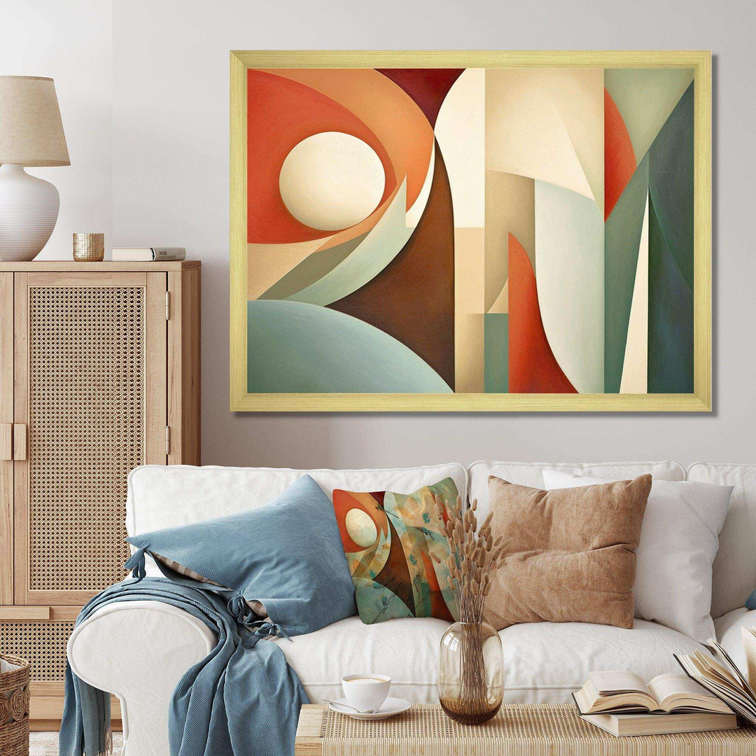 Orange Green Symmetrical Visions - Abstract Canvas Wall Art