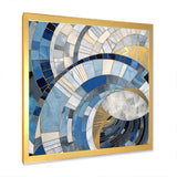 Gold Constructing Blue Realms I - Abstract Canvas Wall Art