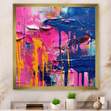 Pink and Blue Explosions Of Color - Abstract Canvas Wall Art