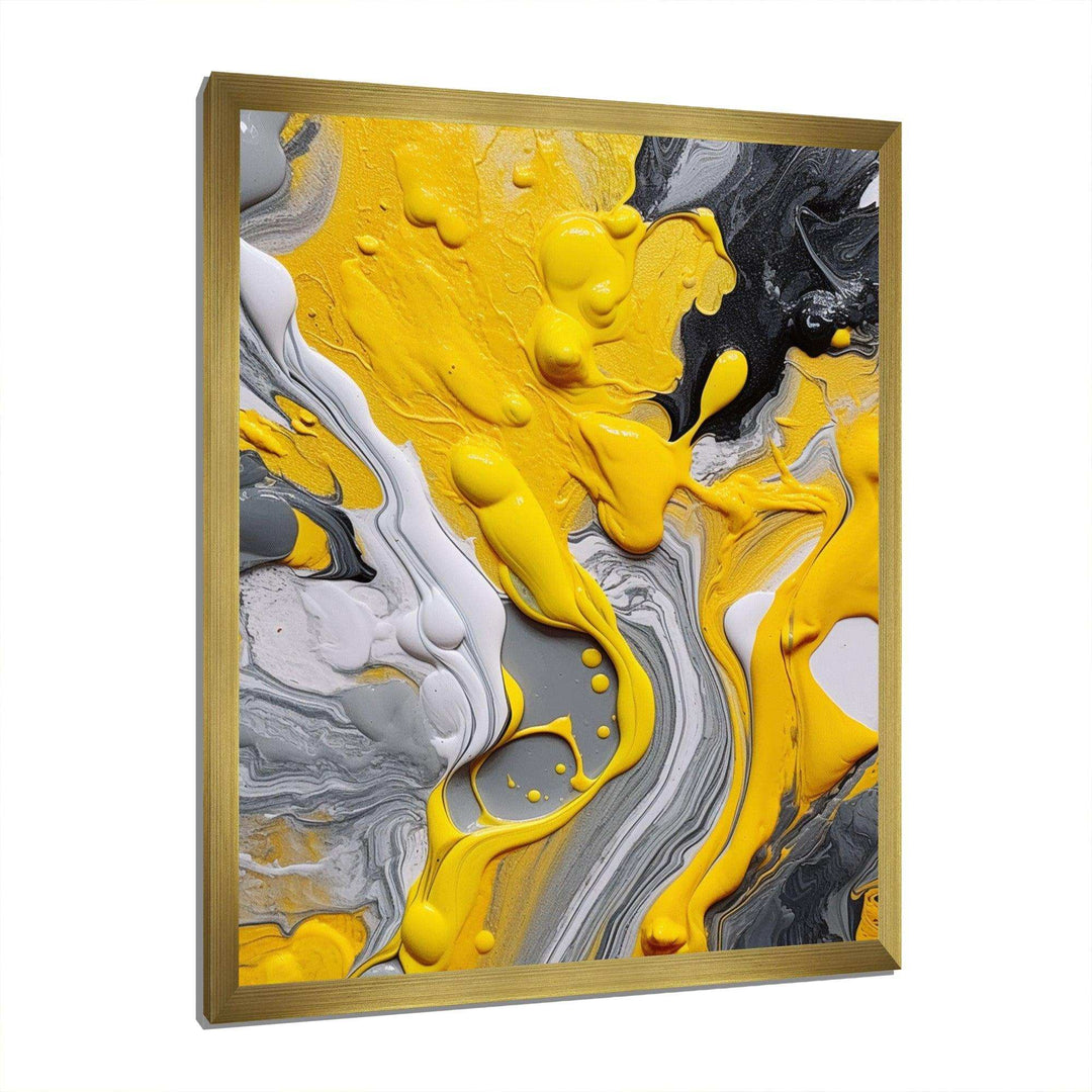 Designart Yellow and Grey Cosmic Vibrations II - Abstract Canvas Wall Art