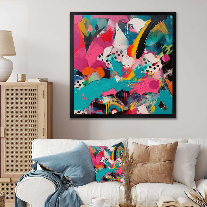 Pink and Turquoise Abstract Enigma II - Abstract Canvas Wall Art