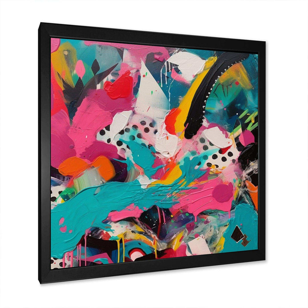 Pink and Turquoise Abstract Enigma II - Abstract Canvas Wall Art