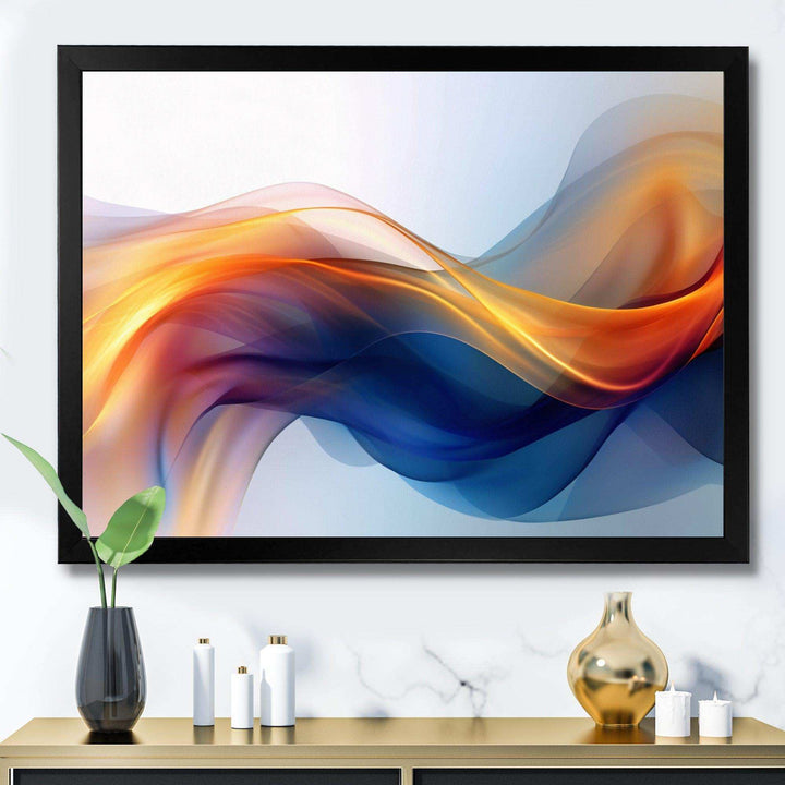 Orange Blue Fractal Fluidity I - Abstract Canvas Wall Art