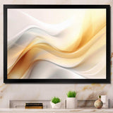 Gold and White Fractal Tsunami V - Abstract Canvas Wall Art