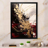 Gold and Red Fluid Fusion I - Abstract Canvas Wall Art