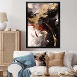 Gold and Red Fluid Fusion II - Abstract Canvas Wall Art