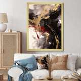 Gold and Red Fluid Fusion II - Abstract Canvas Wall Art