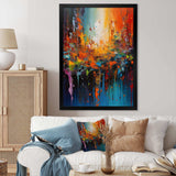 Orange Teal Cubist Fusion - Abstract Canvas Wall Art