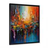 Orange Teal Cubist Fusion - Abstract Canvas Wall Art