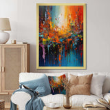 Orange Teal Cubist Fusion - Abstract Canvas Wall Art