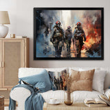 Fireman Heroes In Action II - Americana Canvas Wall Art