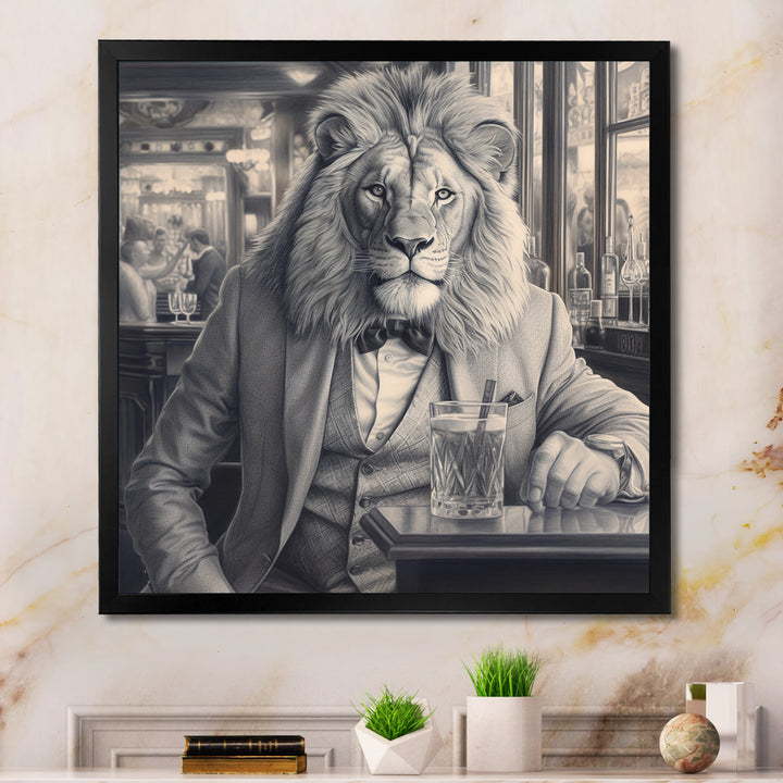 Lion Having A Drink - Animal Home Decor Art