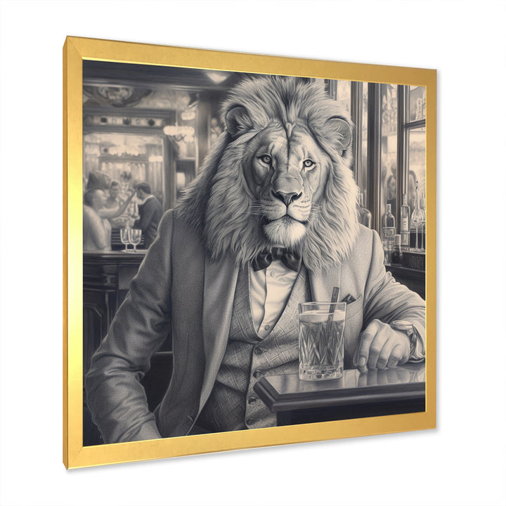 Lion Having A Drink - Animal Home Decor Art