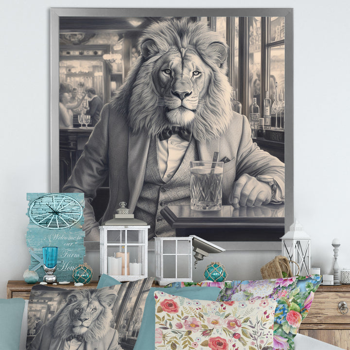 Lion Having A Drink - Animal Home Decor Art