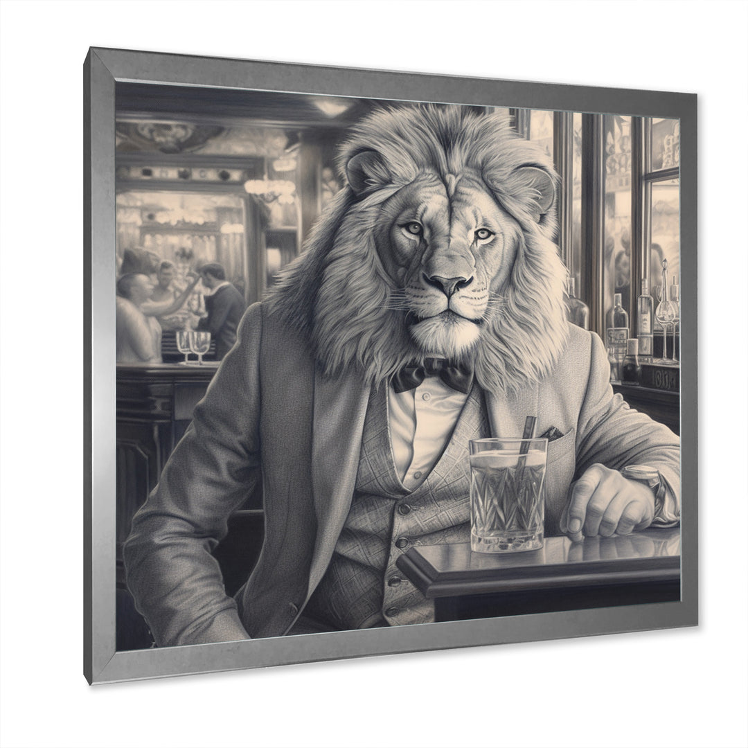 Lion Having A Drink - Animal Home Decor Art