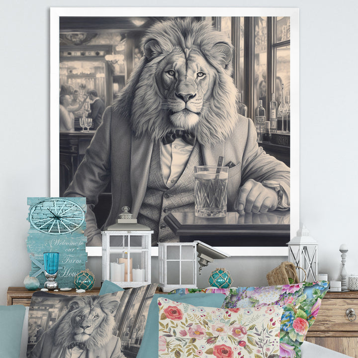 Lion Having A Drink - Animal Home Decor Art