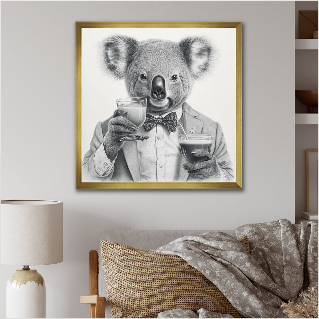 Koala Having A Drink - Animal Living Room Wall Art