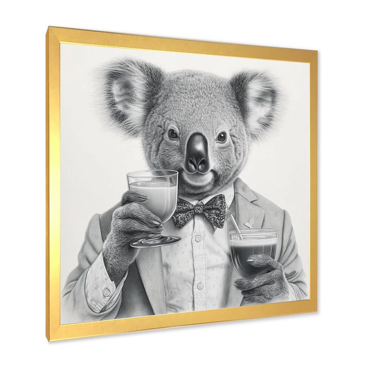 Koala Having A Drink - Animal Living Room Wall Art
