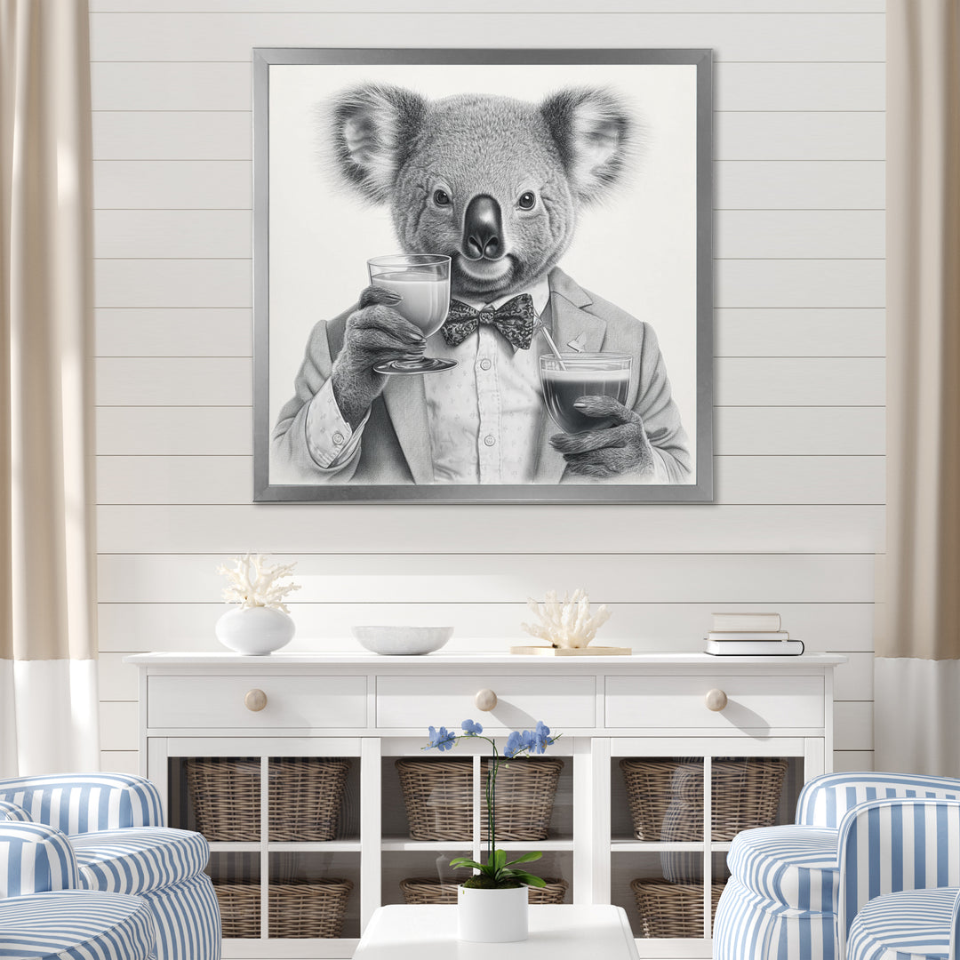Koala Having A Drink - Animal Living Room Wall Art