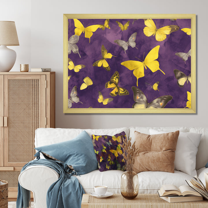 Yellow and Purple Butterfly - Yellow Butterfly Wall Art