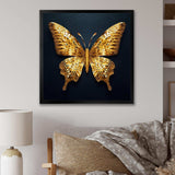 Black and Gold Diamonds Butterly II - Animals Canvas Wall Art