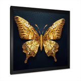 Black and Gold Diamonds Butterly II - Animals Canvas Wall Art