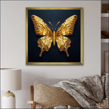 Black and Gold Diamonds Butterly II - Animals Canvas Wall Art