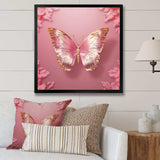 Pink and Gold Butterfly II - Animals Canvas Wall Art