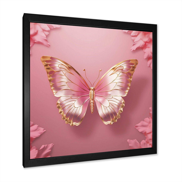 Pink and Gold Butterfly II - Animals Canvas Wall Art