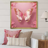 Pink and Gold Butterfly II - Animals Canvas Wall Art