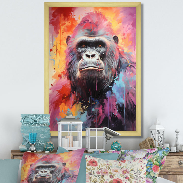 Pink Black Popart Gorilla - Gorilla Wall Art Prints