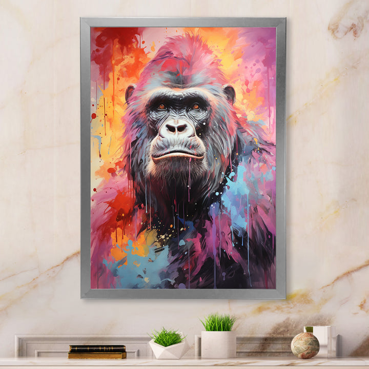 Pink Black Popart Gorilla - Gorilla Wall Art Prints