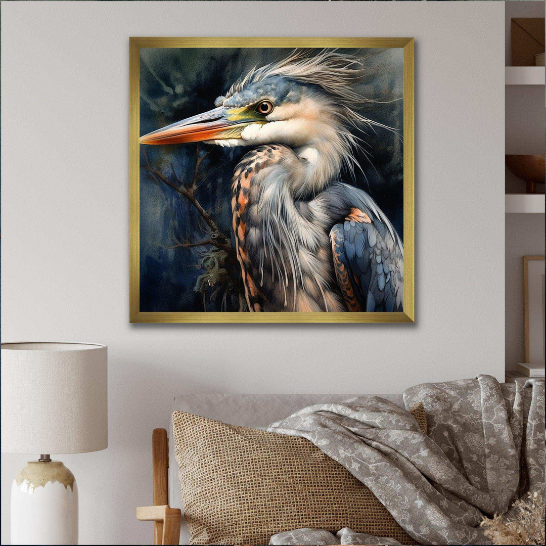 Graceful Heron Waterbird III - Animals Canvas Wall Art