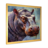 Hippo Portrait - Hippopotamus Framed Canvas Art