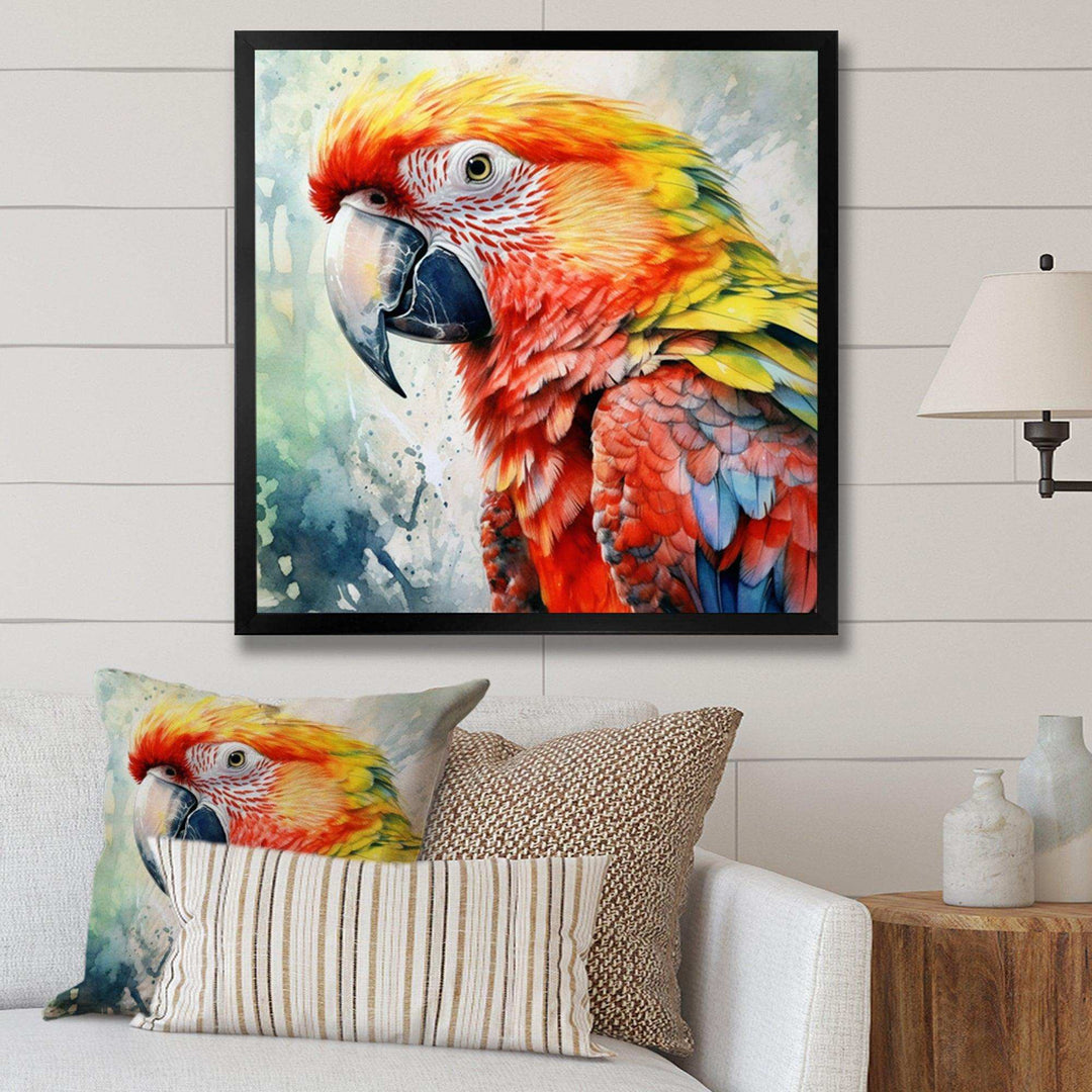 Tropical Parrot In Paradise II - Animals Canvas Wall Art