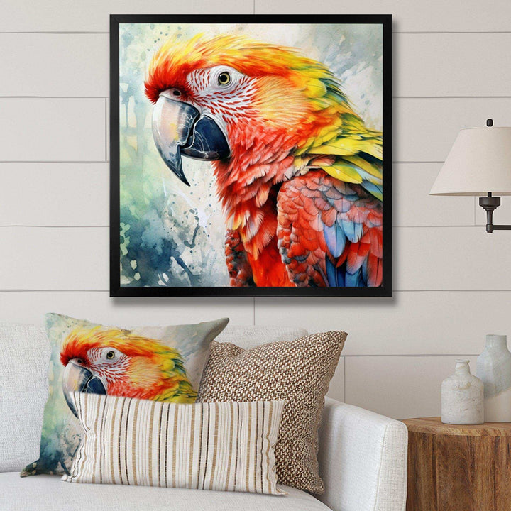 Tropical Parrot In Paradise II - Animals Canvas Wall Art