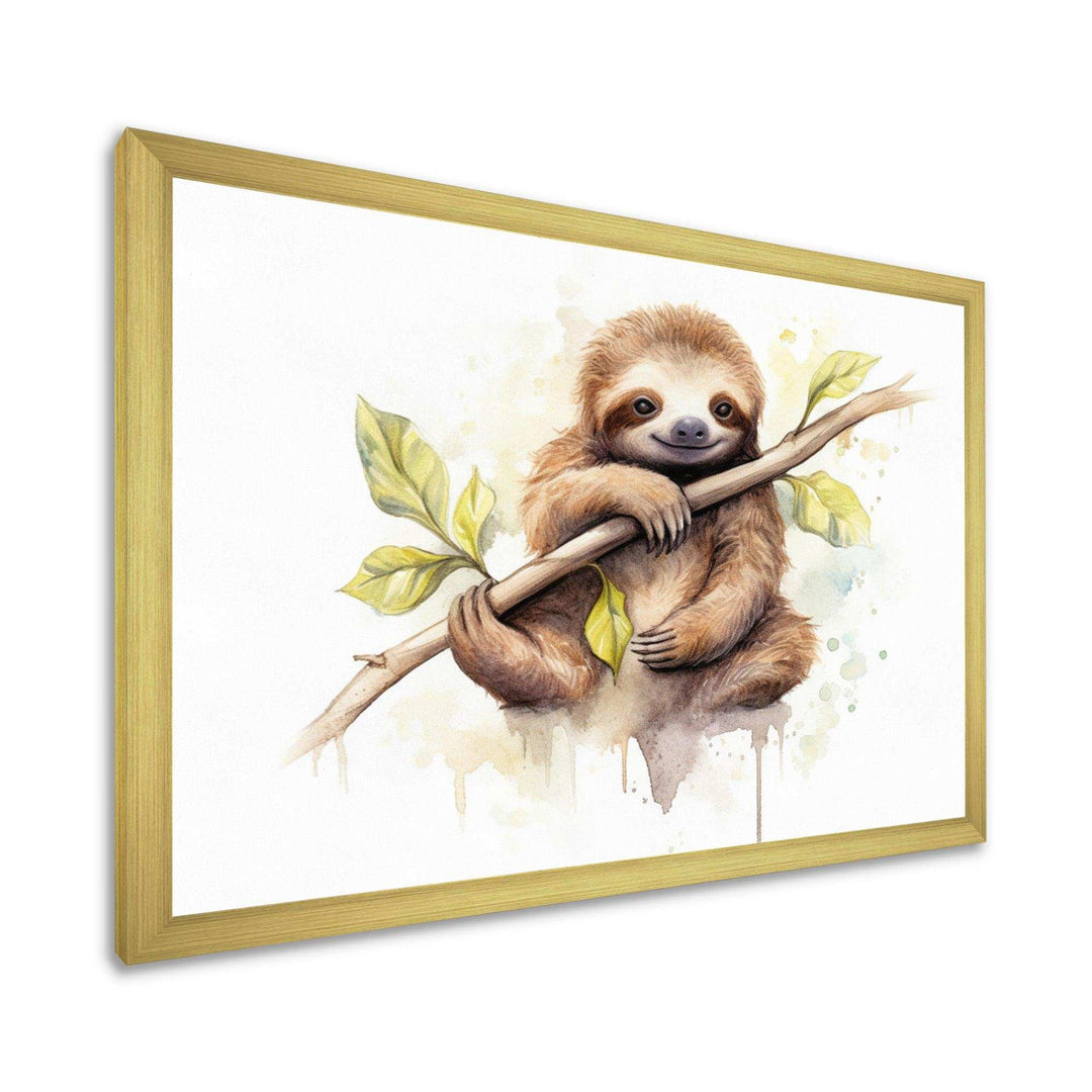 Lazy Sloth - Animals Canvas Wall Art